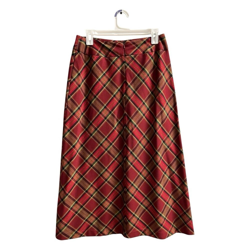 Vintage Y2K Requirements Skirt Women 6 Burgundy Plaid Maxi Preppy Dark Academia - Picture 2 of 11